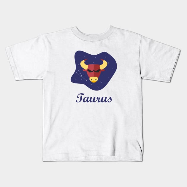 Taurus Zodiac Sign Constellation Sky Kids T-Shirt by zadaID